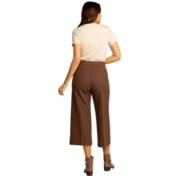 NWT Pink Martini Nadia Cropped Wide Leg Pants in Chocolate Brown Size XS - Picture 2 of 5